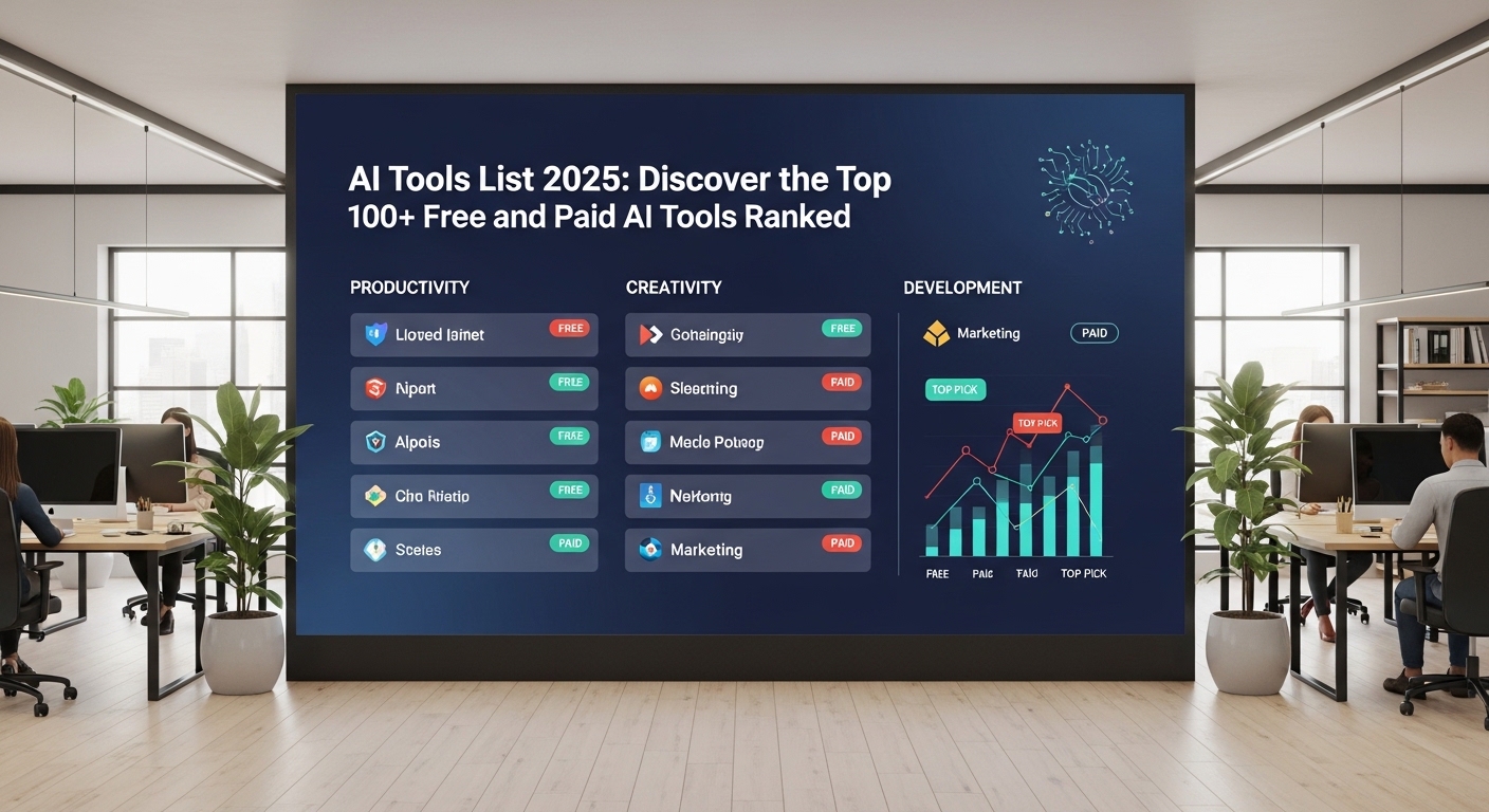 AI Tools List 2025: Discover the Top 100+ Free and Paid AI Tools Ranked
