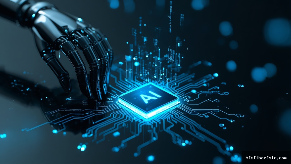 Braço robótico metálico ao lado de chip de inteligência artificial brilhante representando integração de IA em estratégias de automação empresarial